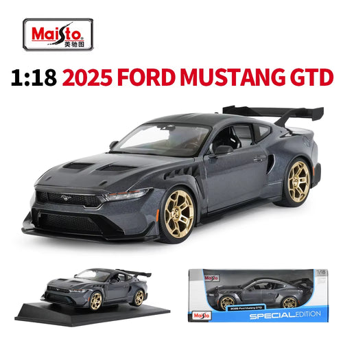1:18 2025 Ford Mustang GTD Sports Car Static Simulation Die Cast Vehicles Collectible Model Car Toys